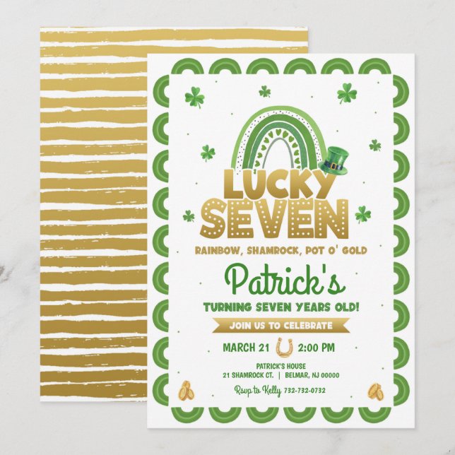 Invitation Lucky Seven Saint-Patrick 7e Anniversaire (Devant / Derrière)