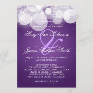 Invitation Lueur de mariage et pourpre élégants d'étincelle