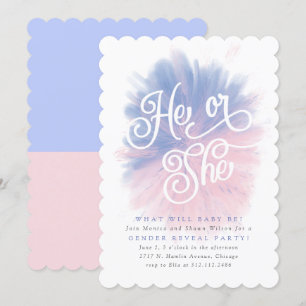Invitation Lui ou Elle Bébé Genre Revey Party Bombe Invitatio