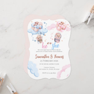 Invitation Lui ou elle Bleu ou rose Genre Reveillez Invitatio