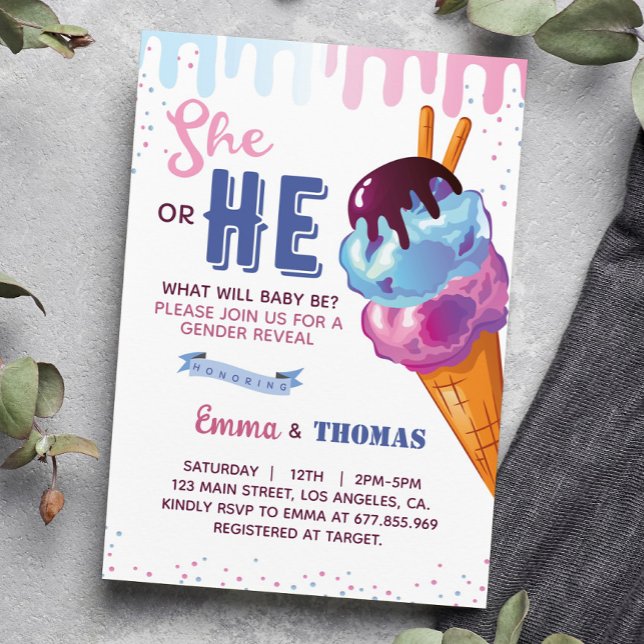 Invitation Lui Ou Elle Crème De Glace Genre RevezParty Invita (Créateur téléchargé)