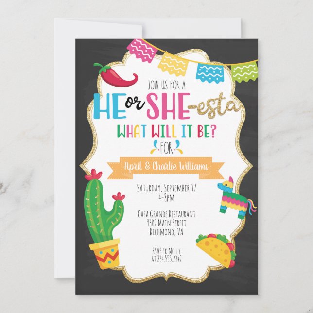 Invitation Lui ou elle-esta genre de thème de fiesta (Devant)