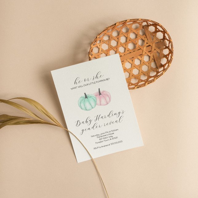 Invitation Lui ou elle Petite Citrouille Automne Révélation d (Créateur téléchargé)