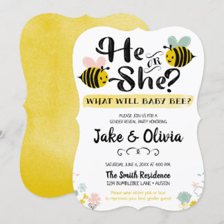 Invitation Lui ou elle Sexe Révèle Bee Baby Bumblebee