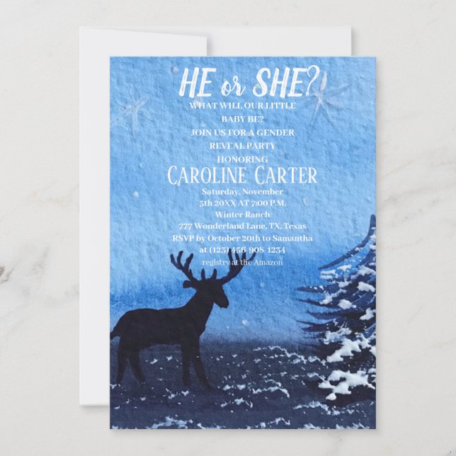 Invitation Lui ou elle Snowflake Winter Wonderland Baby showe (Devant)