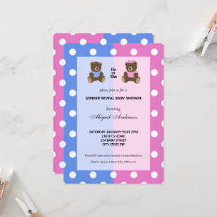 Invitation Lui ou elle Teddy Bear Genre Reveal Baby shower In