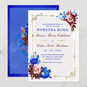 Invitation Lujo De Boda en Burdeos y Azul