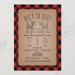 Invitation Lumberjack Plaid Deer Deer Deer Révélation de genr