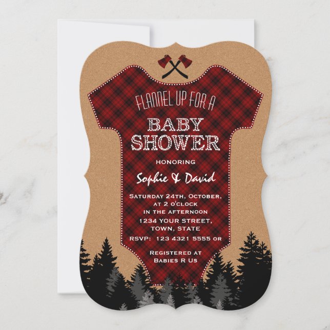Invitation Lumberjack Red Buffalo Baby shower de costume bébé (Devant)