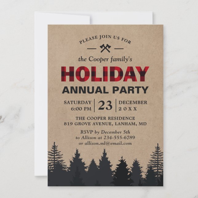 Invitation Lumberjack Red Buffalo Plaid Forest Fête (Devant)