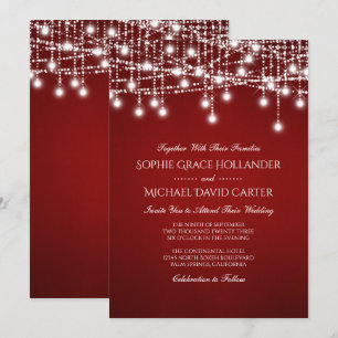 Invitation Lumière à corde blanche sur rouge