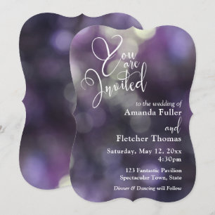 Invitation Lumière Bokeh Violet & Typographie 32 Mariage 1