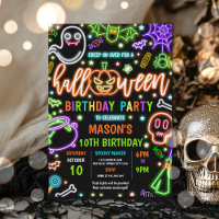 Lumière Dans Le Neon Noir Halloween Fête Anniversa