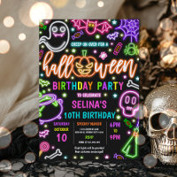 Lumière Dans Le Neon Noir Halloween Fête Anniversa