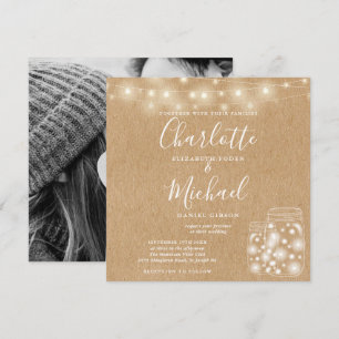 Invitation Lumière de corde Kraft rustique mariage photo de j