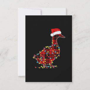 Invitation Lumière de Noël Canard Drôle à Carreaux Rouges Cor