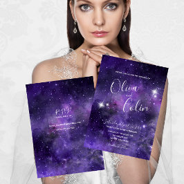 Invitation Lumière de nuit romantique violette avec RSVP