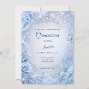 Invitation Lumière d'hiver Bleu Argent Princesse Quinceañera