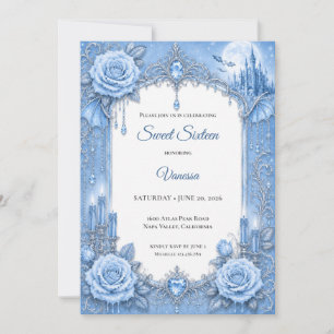 Invitation Lumière d'hiver Blue Princess Sweet 16