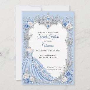 Invitation Lumière d'hiver Blue Princess Sweet 16