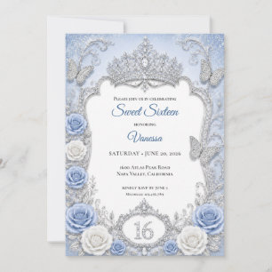 Invitation Lumière d'hiver Blue Princess Sweet 16