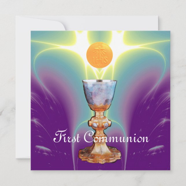 Invitation LUMIÈRE SPIRITUELLE 1ère Communion sainte / Christ (Devant)