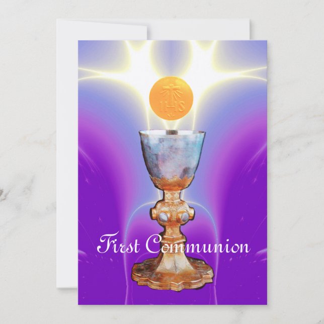 Invitation LUMIÈRE SPIRITUELLE 1ère Communion sainte / Christ (Devant)