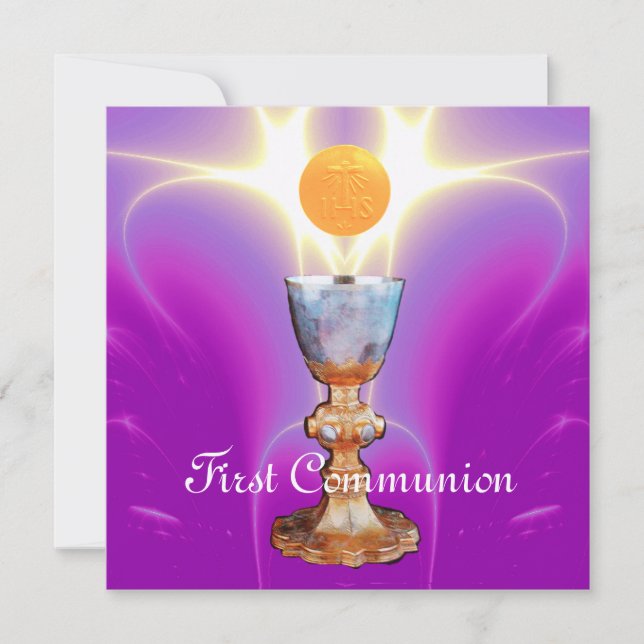 Invitation LUMIÈRE SPIRITUELLE 1ère Communion sainte / Christ (Devant)
