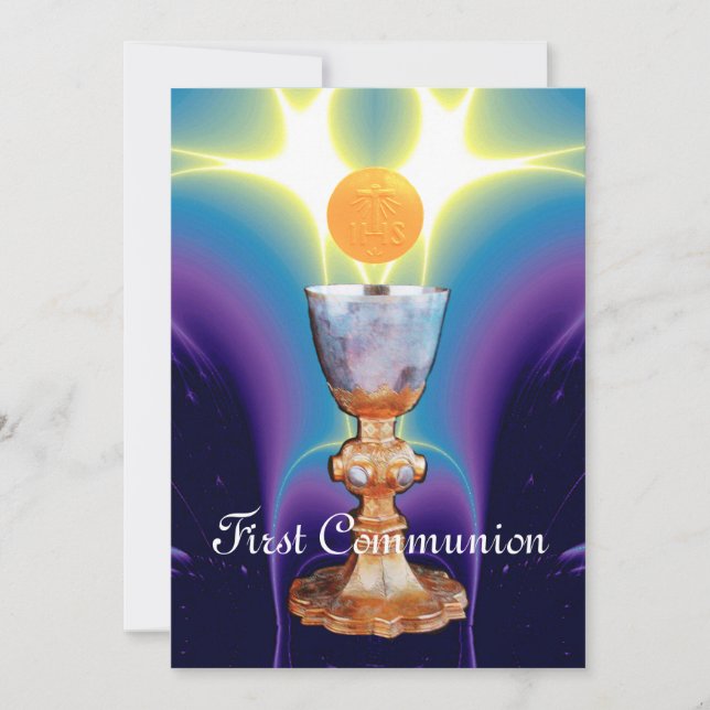 Invitation LUMIÈRE SPIRITUELLE 1ère Communion sainte / Christ (Devant)