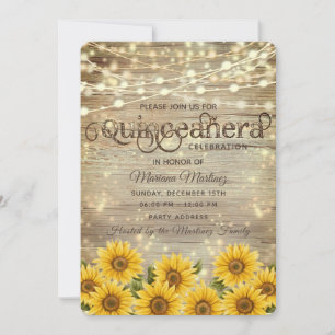 Invitation Lumières à cordes de tournesol du pays Quinceañera