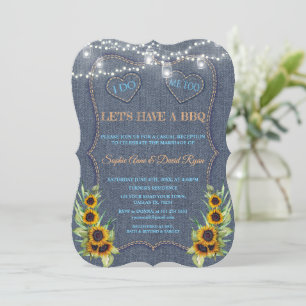 Invitation Lumières à cordes en denim de tournesols romantiqu