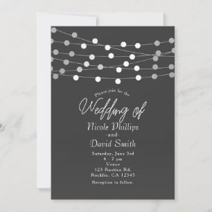 Invitation Lumières à cordes gris argenté Mariage moderne