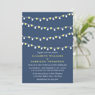 Invitation Lumières à cordes modernes, Mariage jaune et blanc