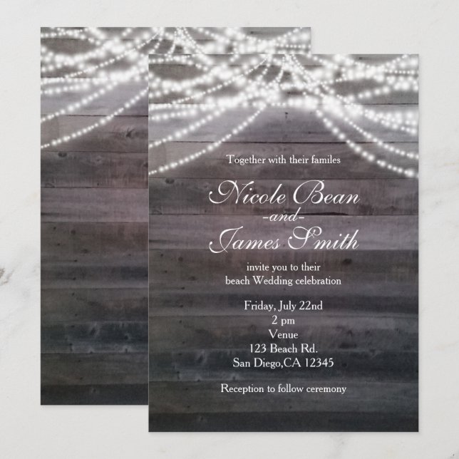 Invitation Lumières à filament blanc & Cartons d'invitation d (Devant / Derrière)