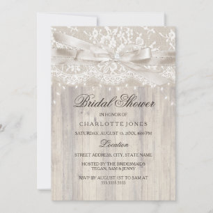 Invitation Lumières à paillettes avec nœud en dentelle Mariag