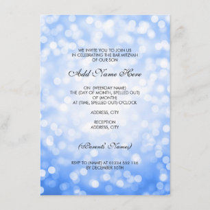 Invitation Lumières bleues de parties scintillantes de