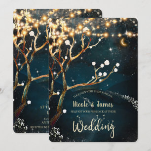 Invitation Lumières d'Arbre de Soir Rustique Mariage Nuit Éto