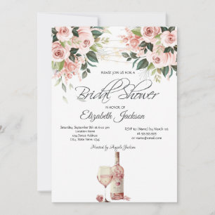 Invitation Lumières de bouteille de verre à vin Roses Shower