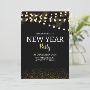 Invitation Lumières de chaîne à paillettes dorées pour la fêt