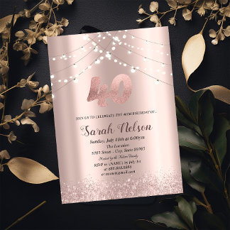 Invitation Lumières de chaîne à paillettes en or rose de luxe