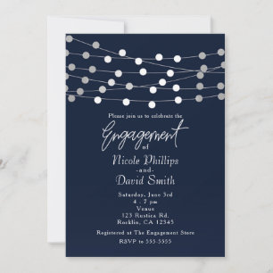 Invitation Lumières de Chaîne Argentées Bleues Engagement Mod