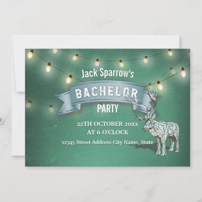 Invitation Lumières de chaîne de fête de garçon de chasse de  (Devant)