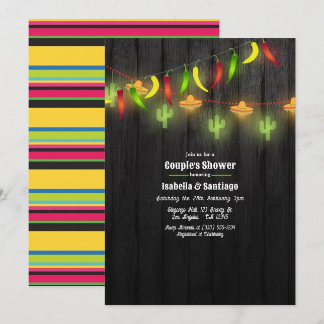 Invitation Lumières de Chaîne de Fête Fiesta Cérémonie de Cou (Devant / Derrière)