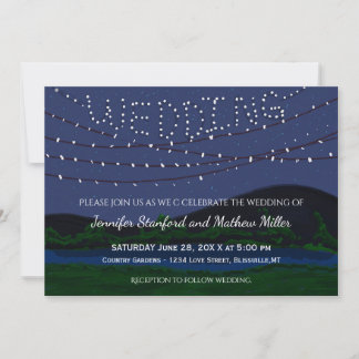 Invitation Lumières de chaîne de Mariage campagnard rustique
