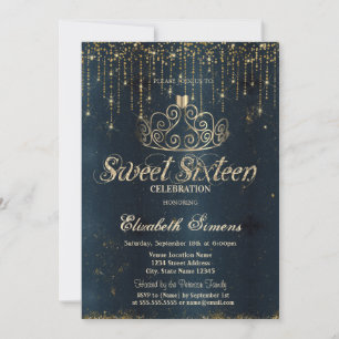 Invitation Lumières de chaîne de Tiara en or Bleu Princesse D