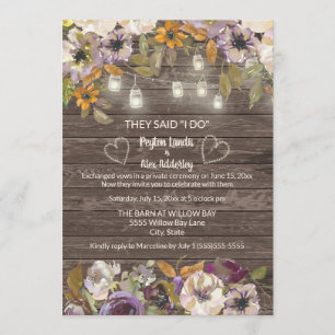Invitation Lumières de chaîne en bois floral crème rouille po