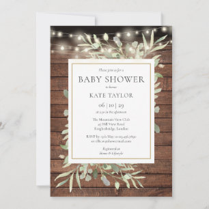 Invitation Lumières de Chaîne en Bois Rustique Guirlande Baby