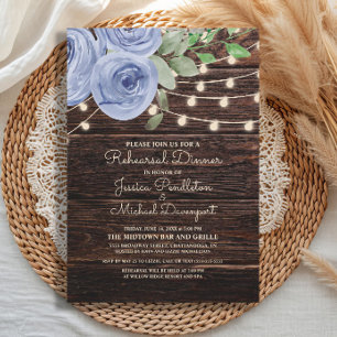 Invitation Lumières de Chaîne en Bois Rustique Mariage Répéti
