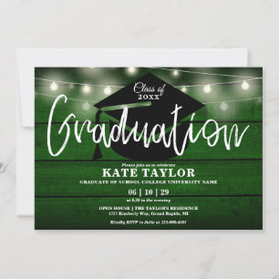 Invitation Lumières de Chaîne en Bois Rustique Vert pour Fête