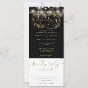 Invitation Lumières De Chaîne Noir Et Or Tout En Un Mariage
